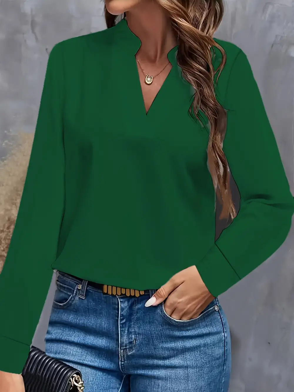 Long Sleeve Draped Blouse
