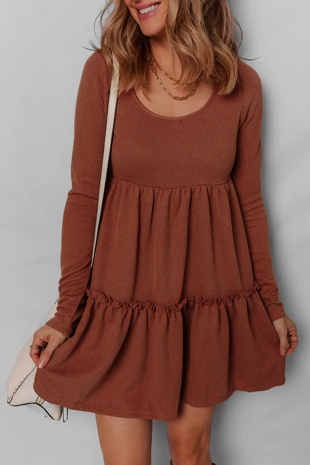 Ribbed Long Sleeve Mini Dress