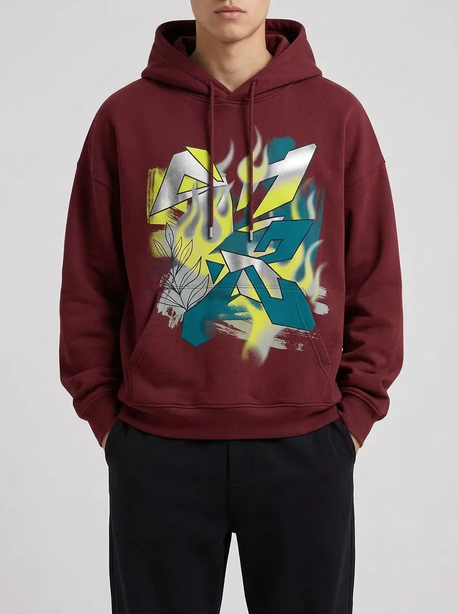 Unisex A1 Streetwear Graffiti Flame Hoodie