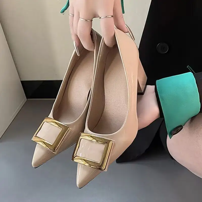 Hollow Detail Pointed Toe Block Heel Sandals