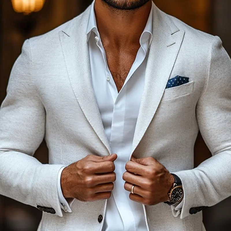 Buttoned Relaxed Woven Blazer