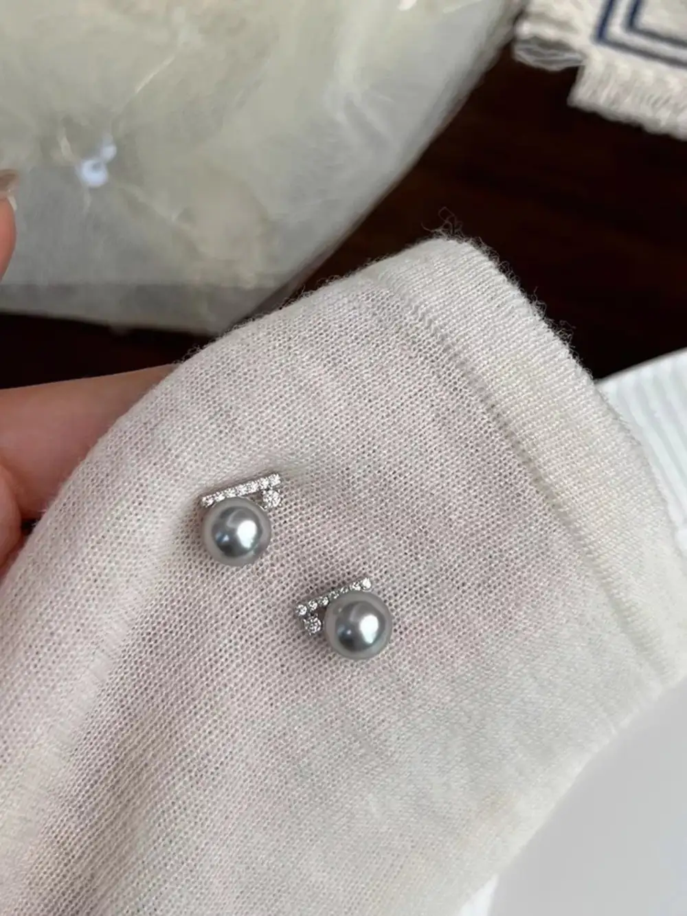 Zircon Pearl Stud Earrings