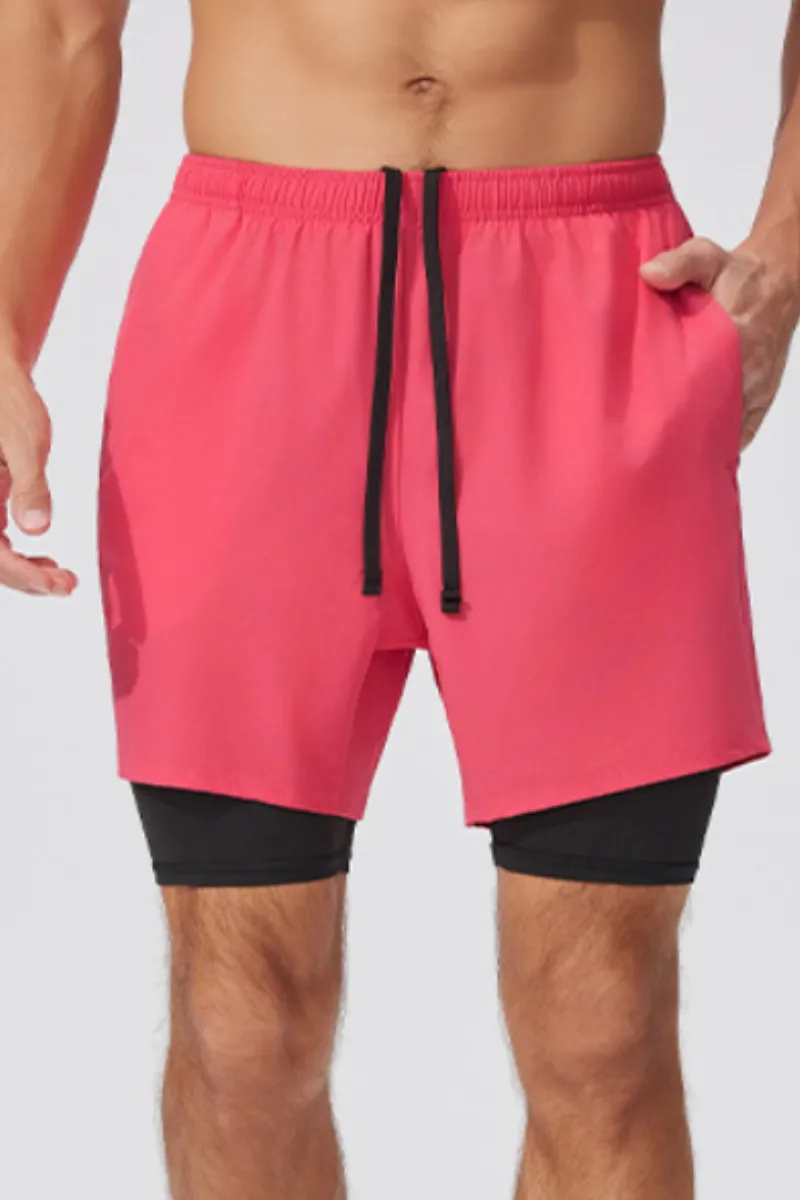Quick Dry Drawstring Side Pocket Athletic Shorts
