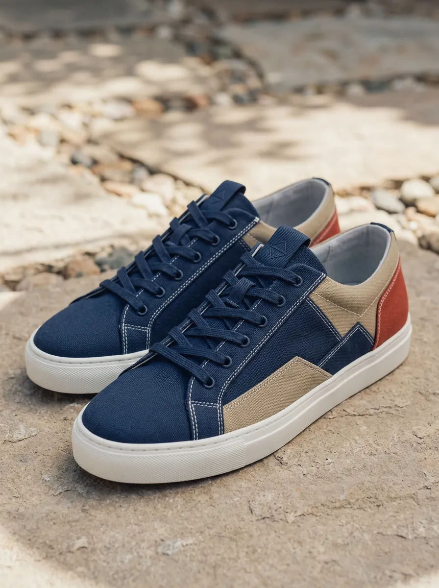 Stitched Colorblock Canvas Sneakers
