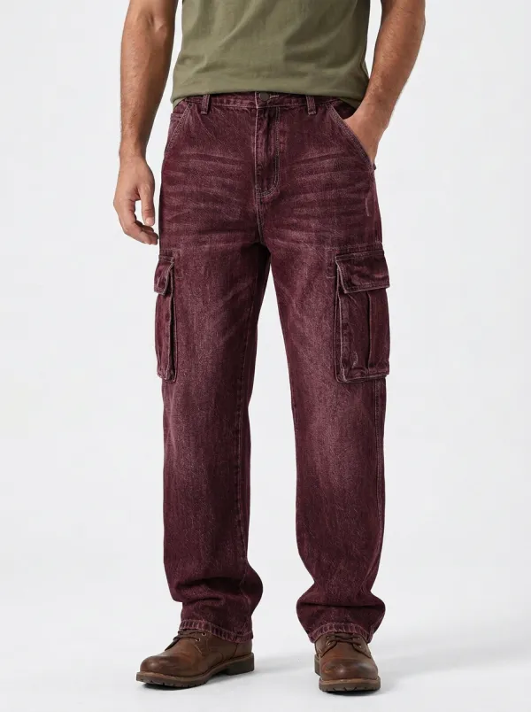 Men's Outdoor Distressed Denim Cargo Jeans