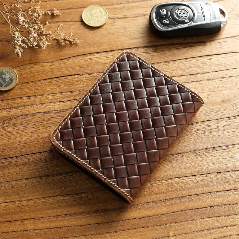 Men's Woven Leather Bifold Wallet