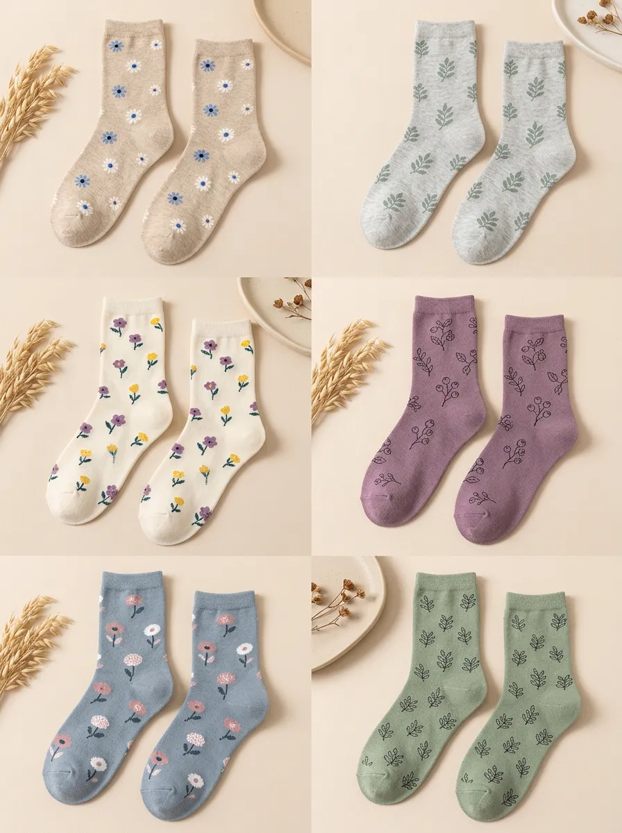 Women's Botanical Ribbed Multi-Pack Ankle Cat Leaf Socks