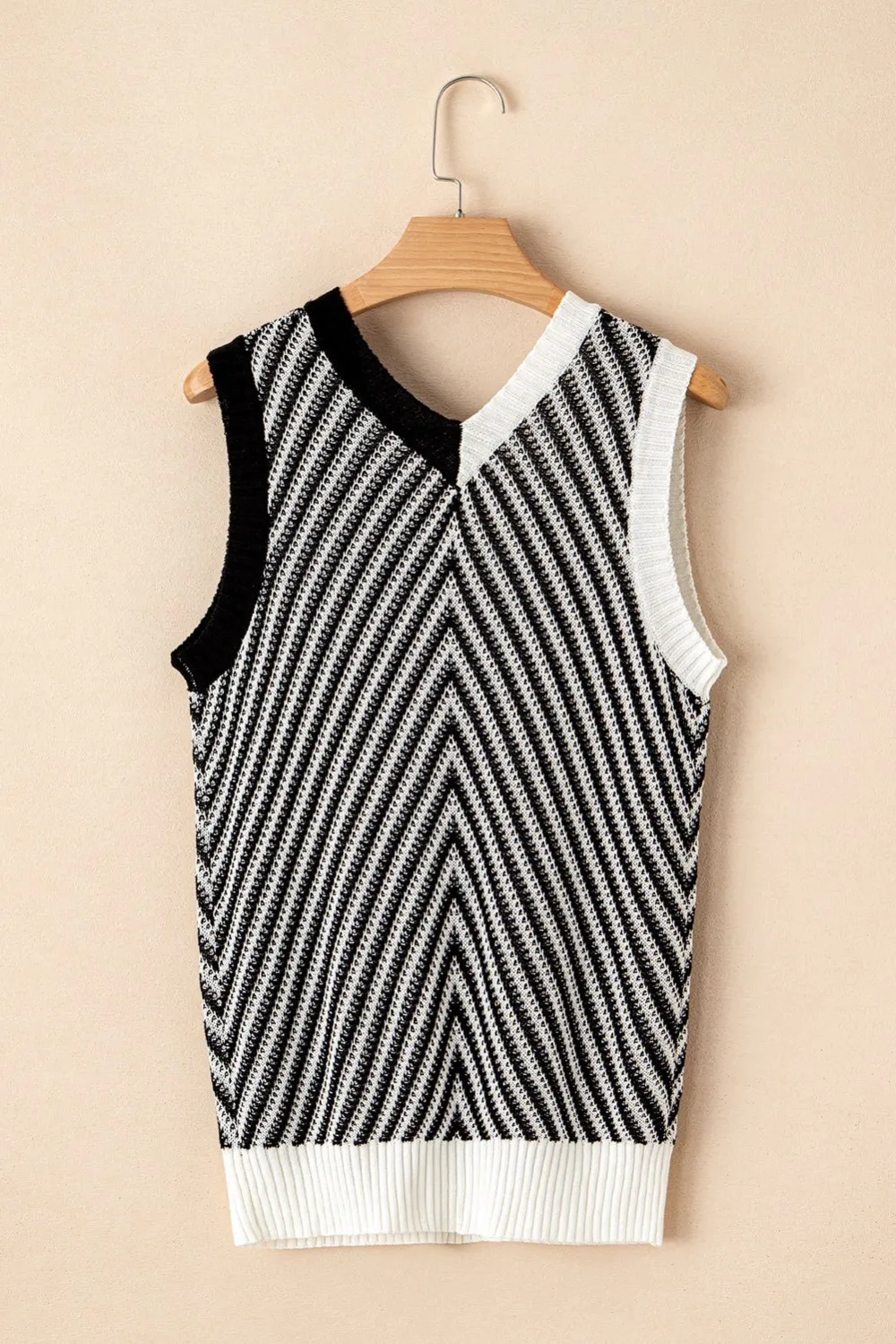 Chevron Knit V Neck Sweater Vest