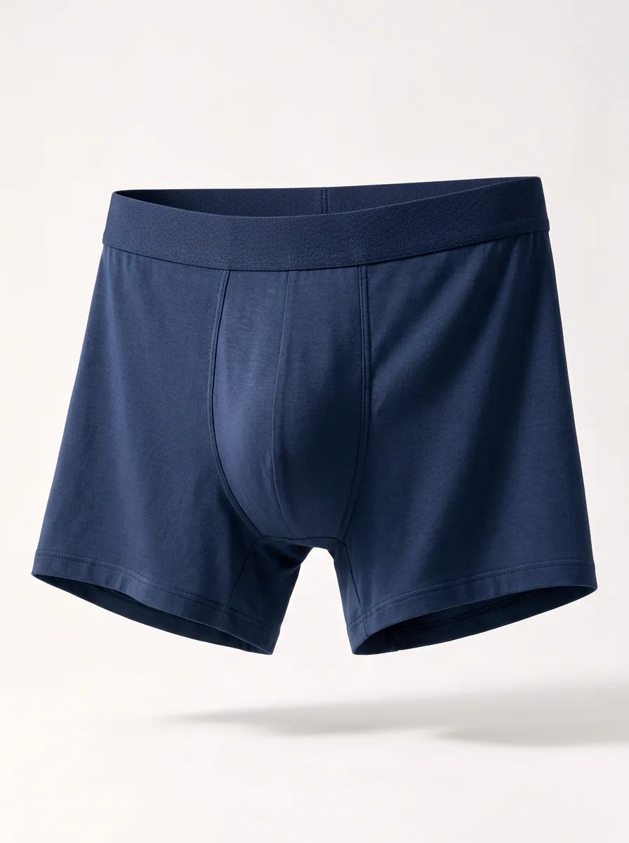 Men's Solid Navy Blue Minimalist Printed Boxer Briefs
