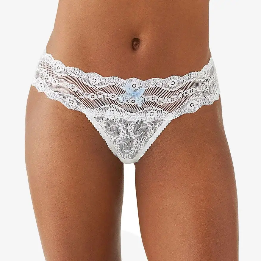 Women's High Cut Seamless Cotton Gusset Stretch Lace Cotton Second Skin Soft Fabric Supportive Fit Tanga Panty