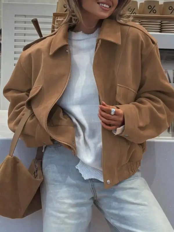 Streamlined Zip-Up Pocketed Jacket