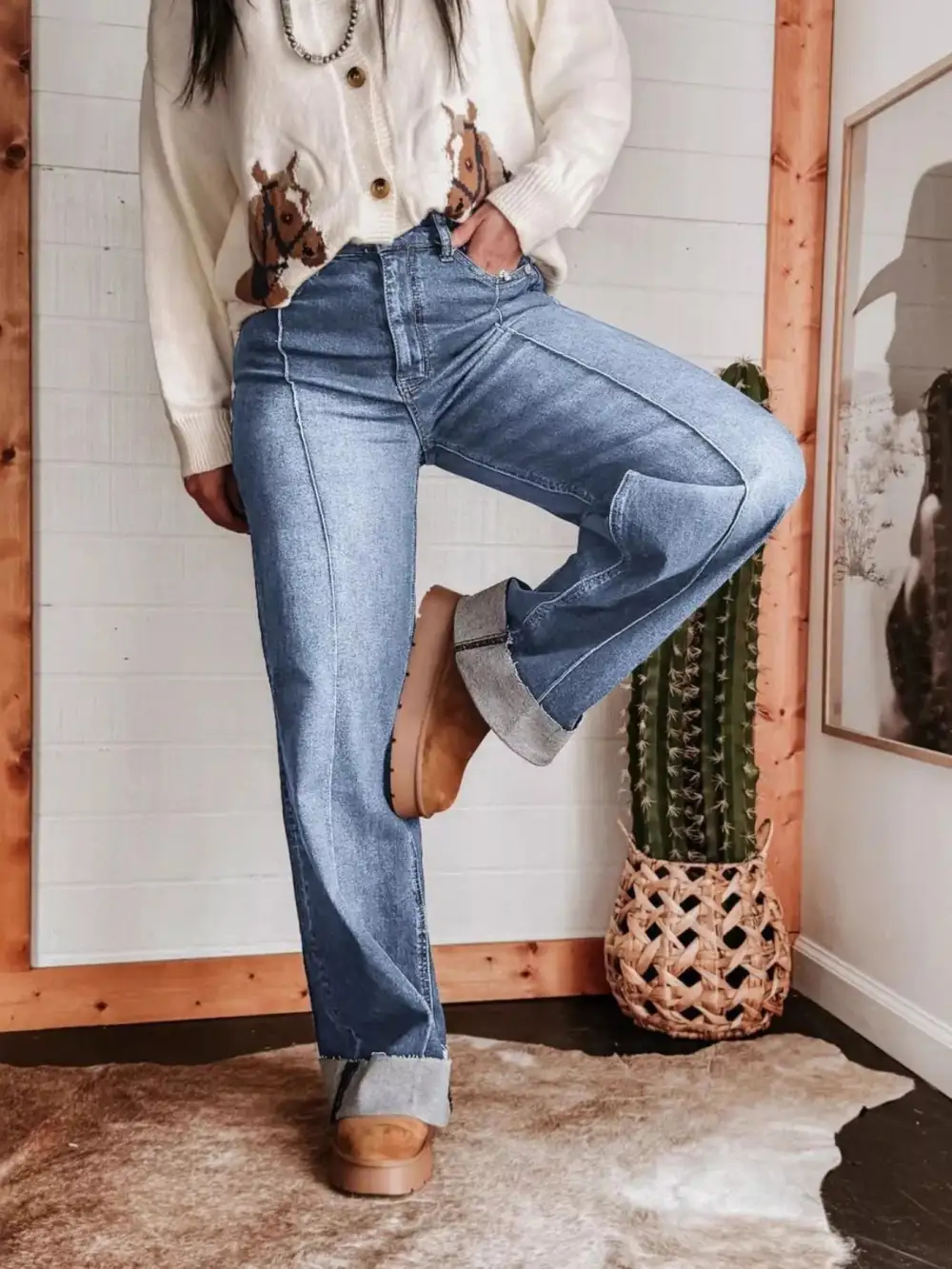 Women' High-Waisted Wide Leg Jeans