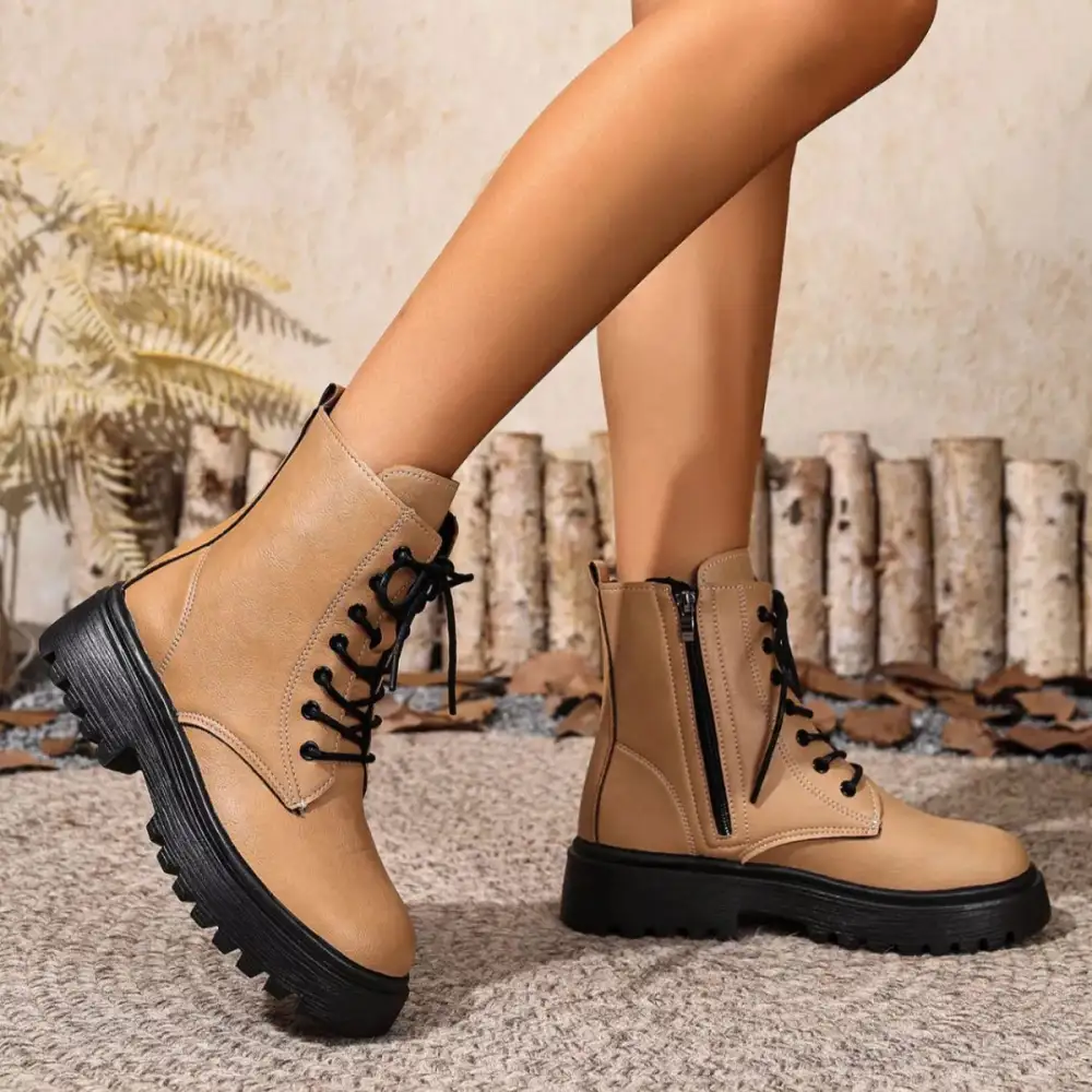 Lace Up Ankle Combat Boots