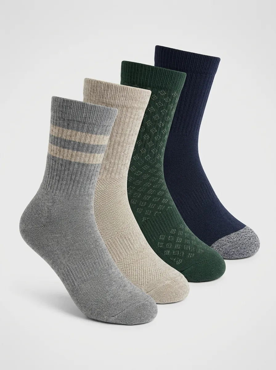 Everyday Geometric Striped Look Men's Four Pair Socks