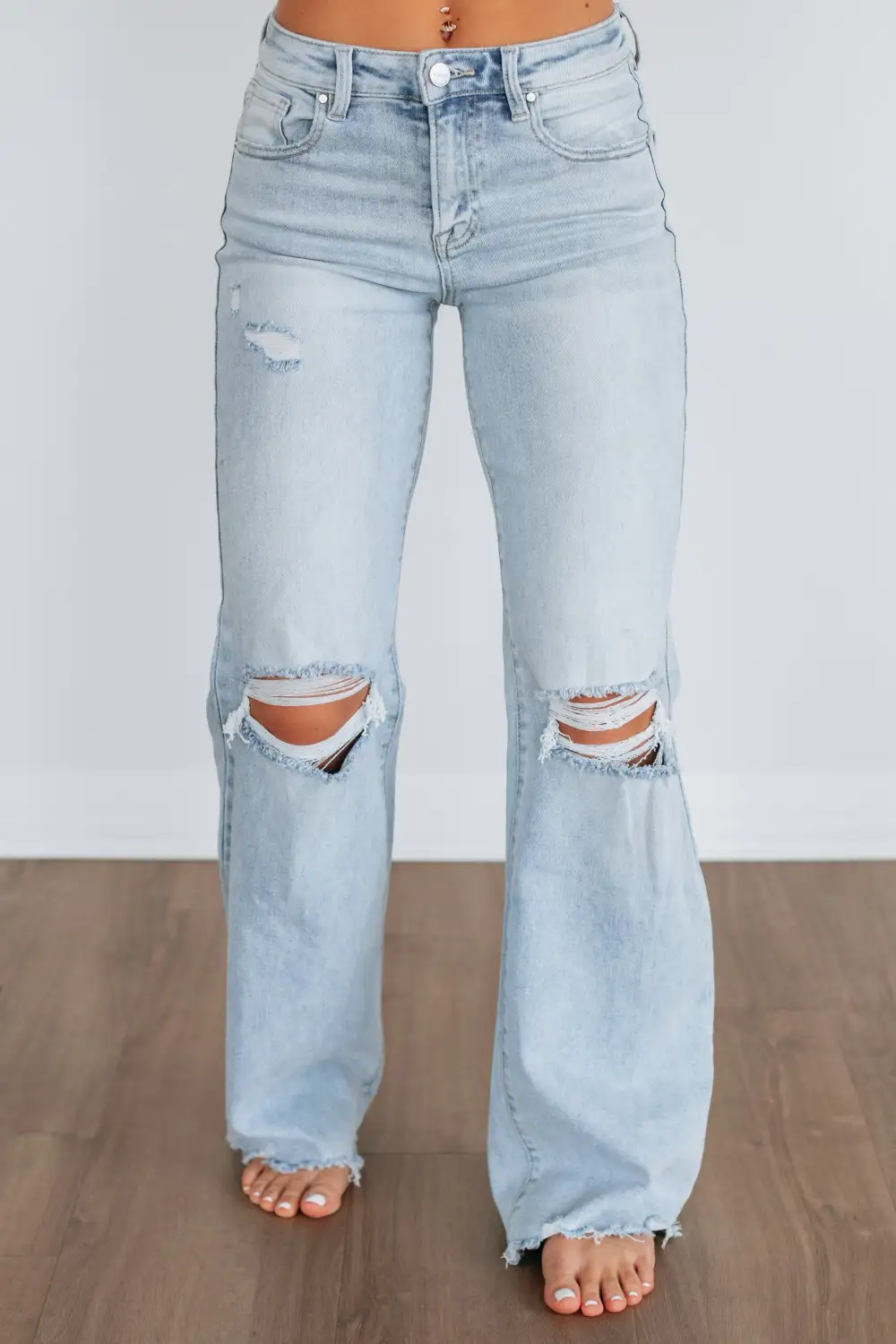 Women's High Rise Raw Hem Zip Fly Jeans