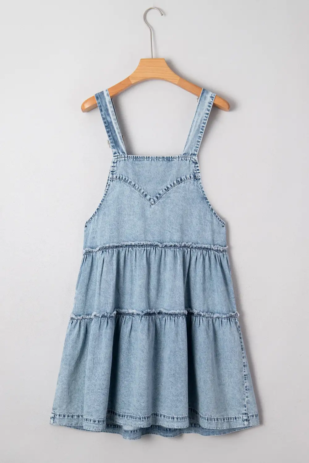 Smooth Finish Denim Tiered Jumpsuit