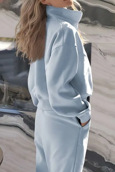 Half Zip Long Sleeve Top And Joggers Set