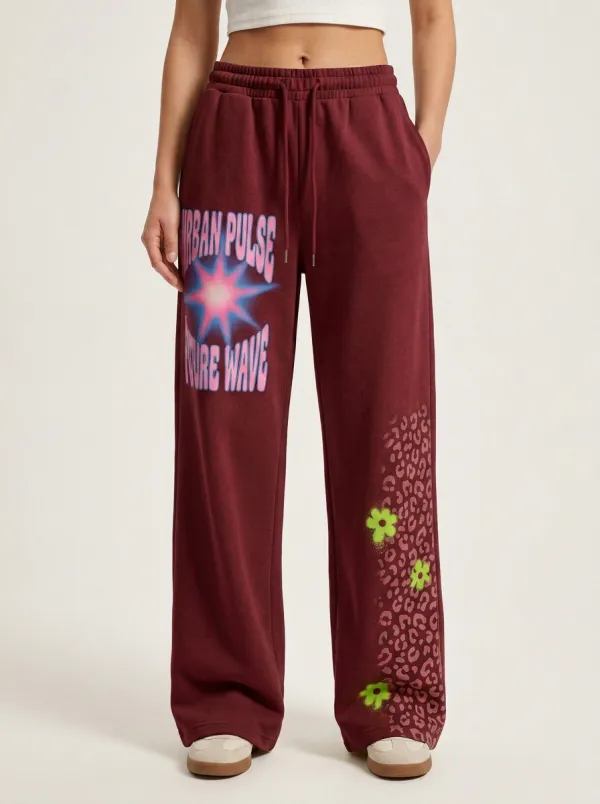 Women's Streetwear Urban Pulse Star Leopard Flower Printed Sweatpants