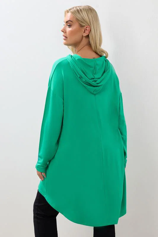 Green Longline Hoodie detail 2