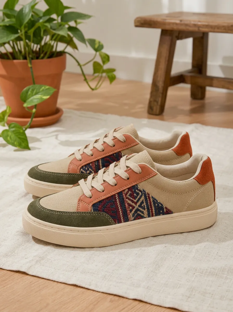 Women's Boho Geometric Pattern Retro-Inspired Edit Skate Shoes