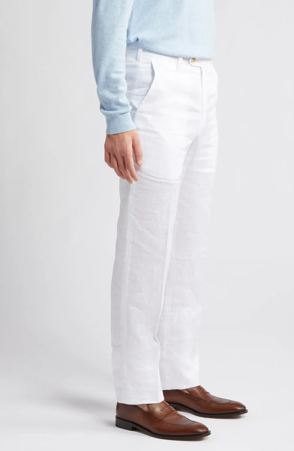 Linen Flat Front Regular Rise Traditional Fit Trousers