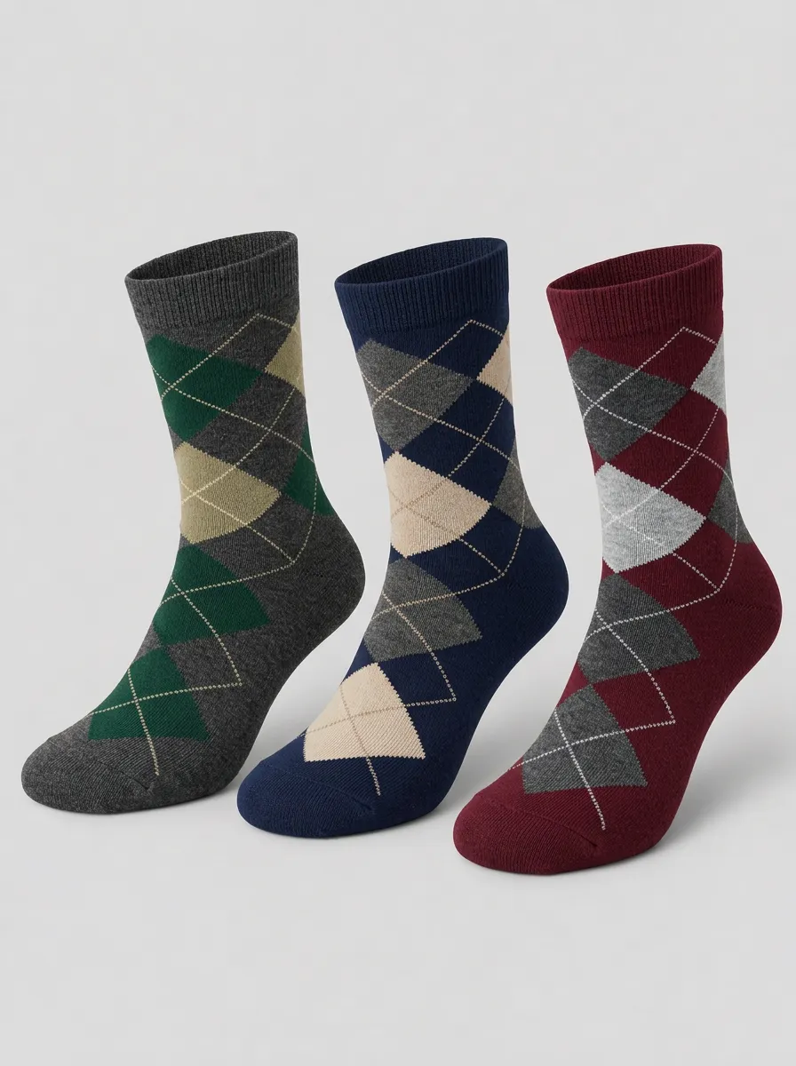 Men's Atlas Classic Argyle Pattern Printed Socks 3-Pack