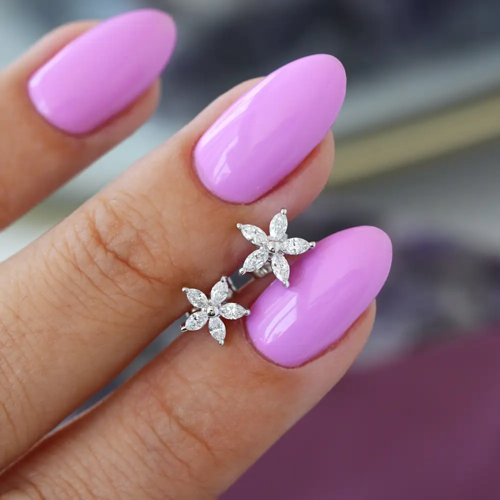Marquise Diamond Flower Stud Earrings