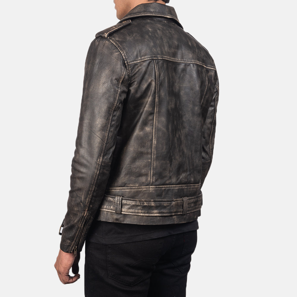 Men's Classic Biker Leather Distressed Jacket