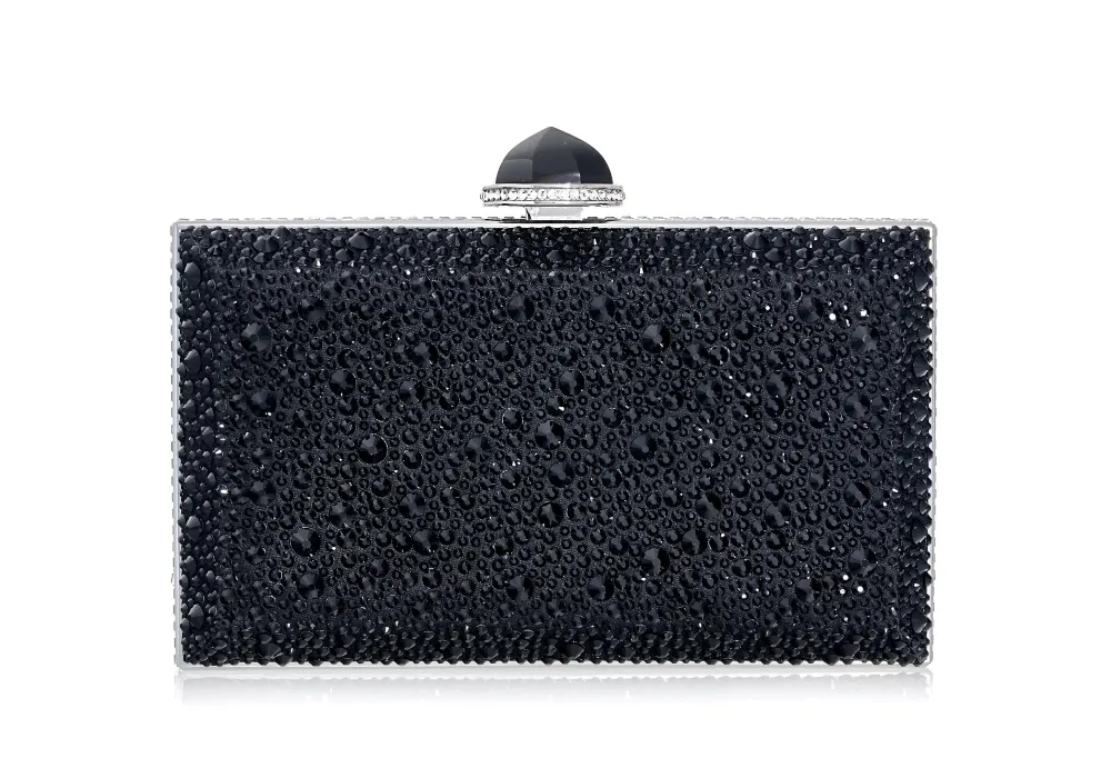Polished Beaded Texture Structured Frame Crystal Minaudiere