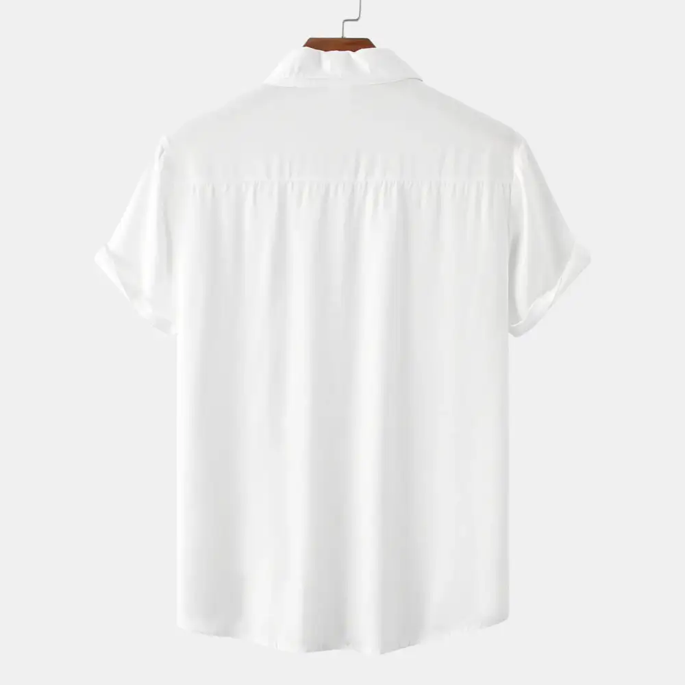 Relaxed Button Front Short Sleeve Collared Polo Shirt