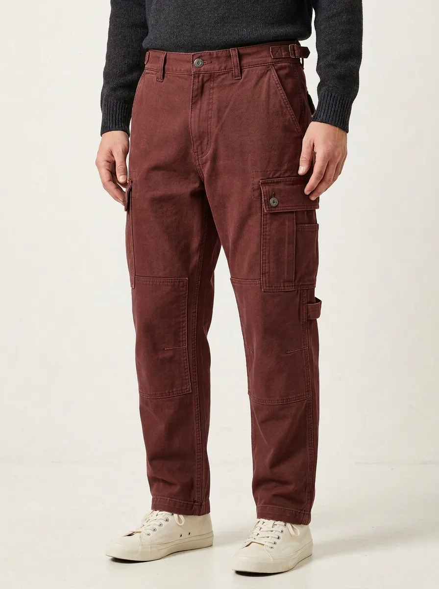 Men's Relaxed Canvas Multi-Pocket Cargo Pants
