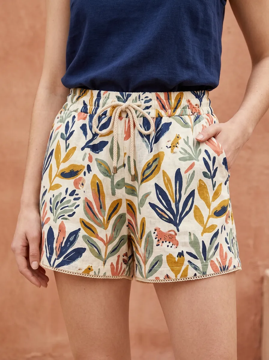 Women's Botanical Animal Jungle Printed Shorts