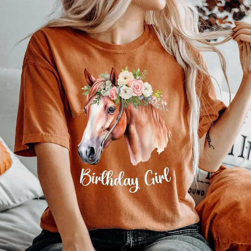 Horse Birthday Girl Party Outfit Pony Daughter Granddaughter Women's Oversized Comfort T-Shirt