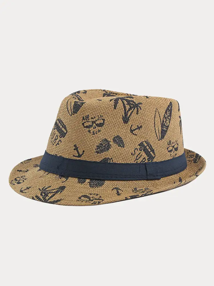 Summer Tropical Print Cotton Fedora Hat