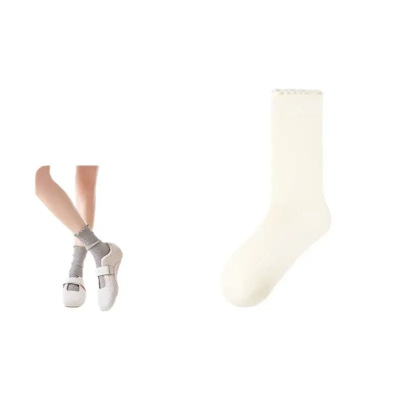 Lettuce Trim Ribbed Slouch Crew Socks