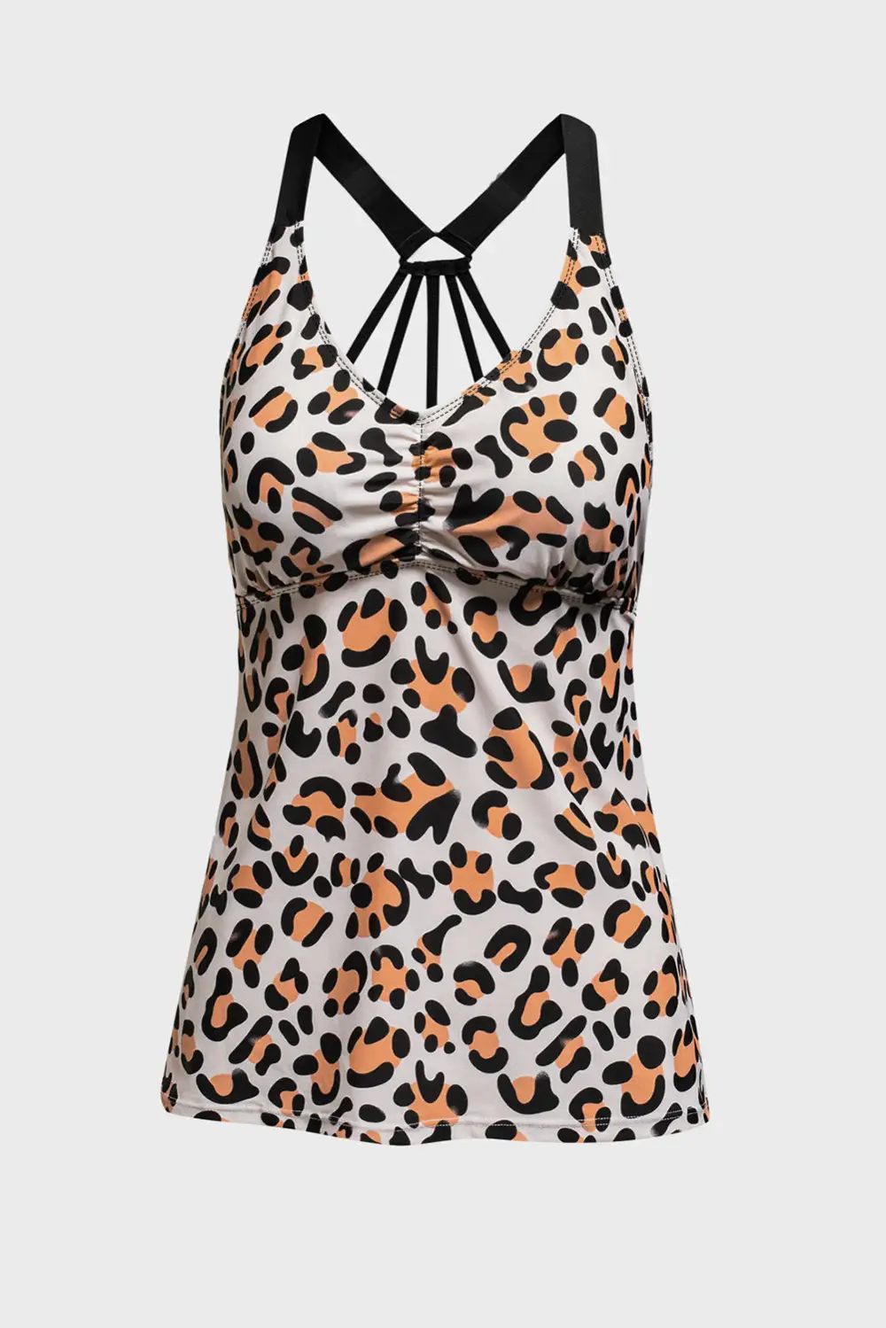 Swimwear Geometric Leopard Abstract Backless Sheath Active Bikinis Tops