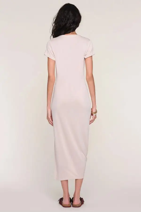 Women's White Ruched Twist Front Midi Dress