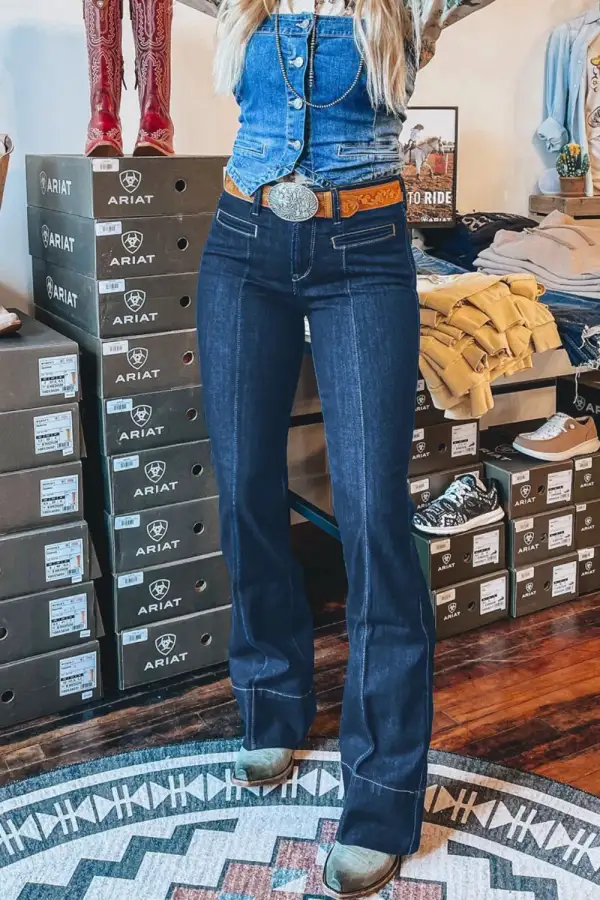 Refined Washed Stretch Straight Leg Jeans