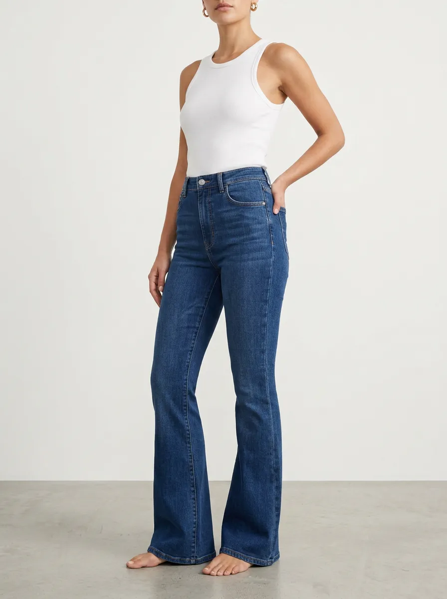 Casual High-Waist Women's High-Waist Stretch Flare Jeans