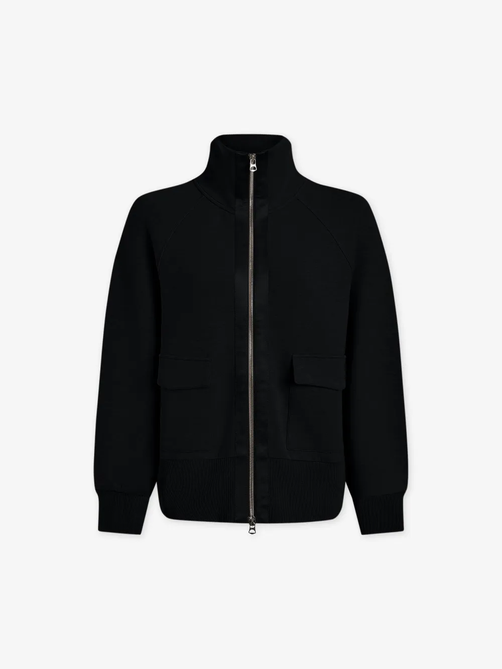 Classic Full-Zip Stand-Collar Pocketed Sweatshirt