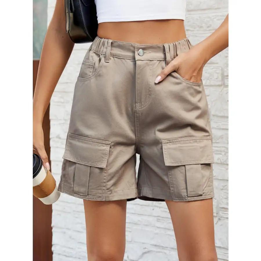Pocketed High Waist Denim Shorts
