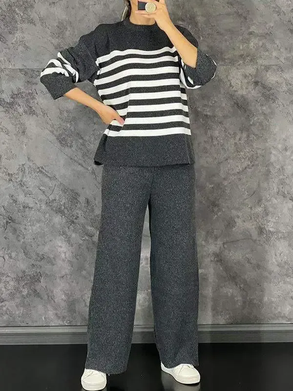 Women's Casual Long Sleeve Striped Suit