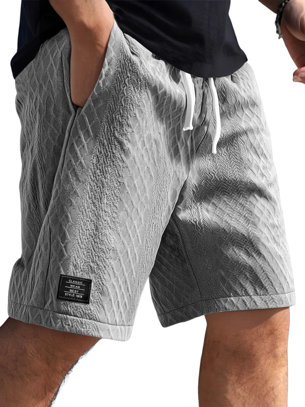 Textured Jacquard Casual Shorts