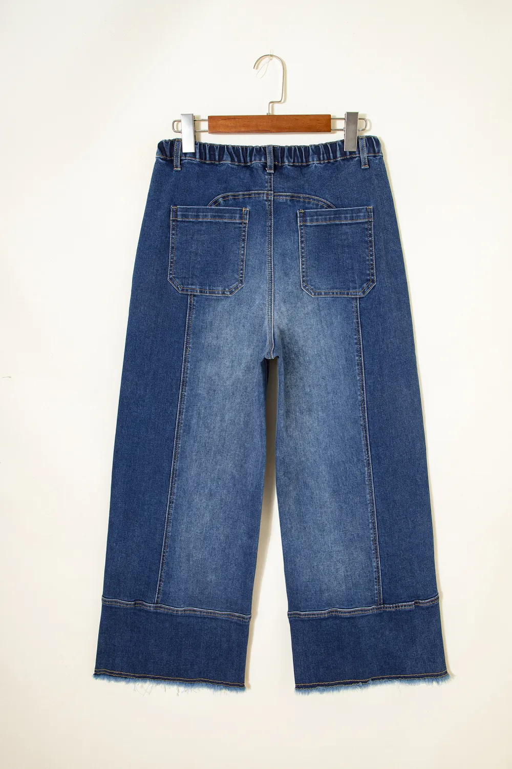 Deep Blue Drawstring Wide Leg Jeans