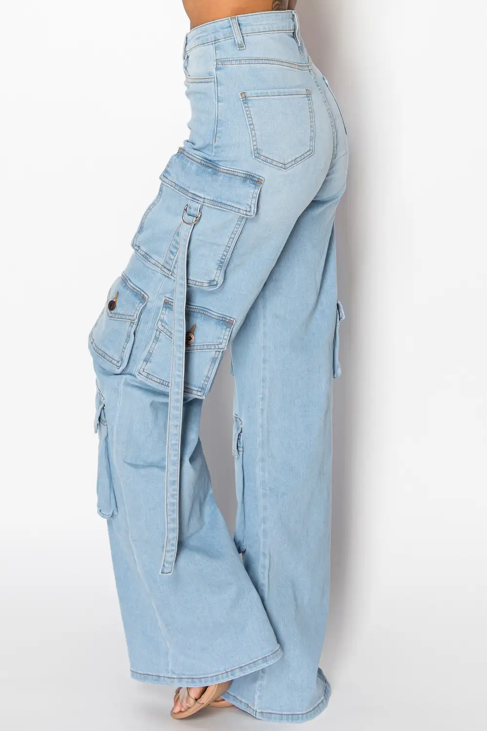 High-Rise Straight-Leg Cargo Jeans