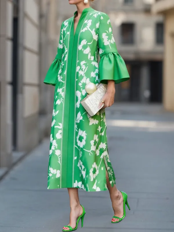 Pleated Neck Maxi Dress