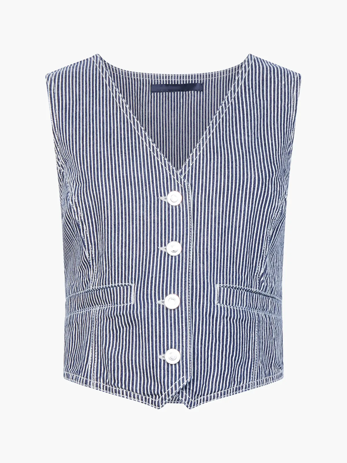 Versatile And Fashionable Striped Denim Vest