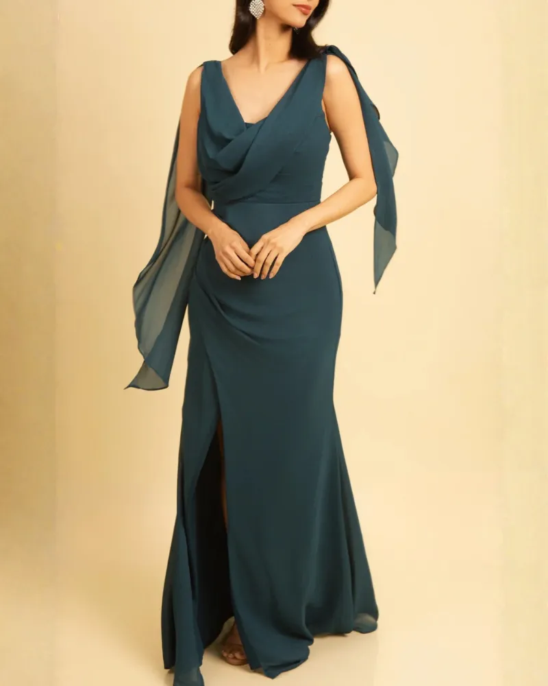 Side Slit Maxi Soft Drape Dress