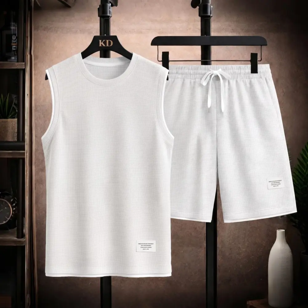 Men's Short-Sleeve T-Shirt & Drawstring Short Set Tank Top & Short 2-Piece Set