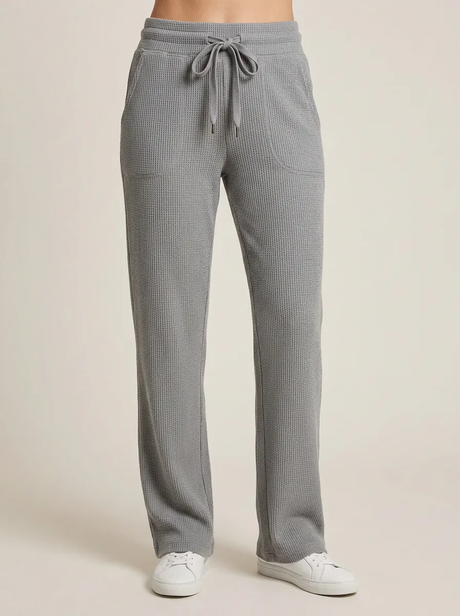 Women's Casual Lounge Waffle Knit Drawstring Jogger Pants